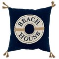 Saro Lifestyle SARO 5533.NB18SP 18 in. Square Poly-Filled Throw Pillow with Navy Blue Beach House Design 5533.NB18SP